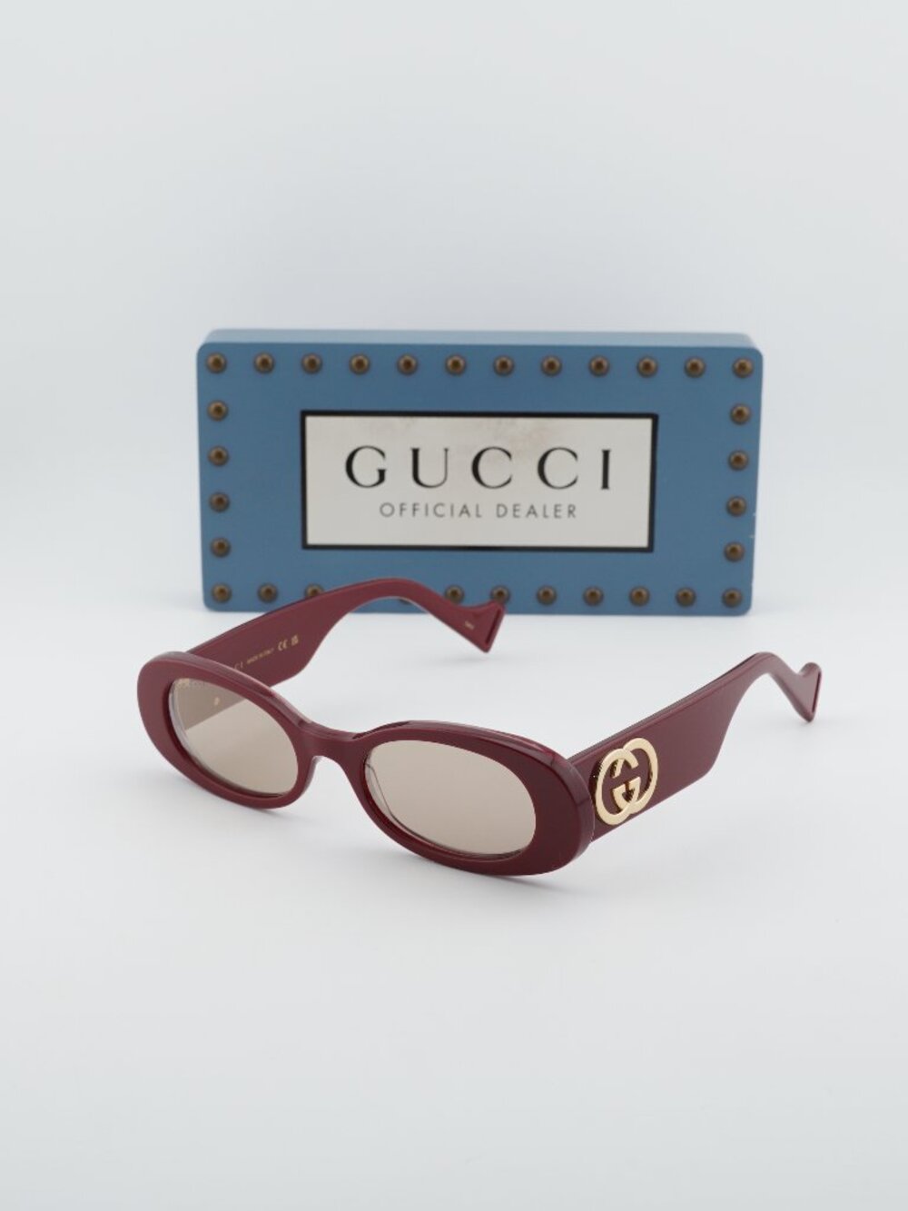 Gucci GG0517S 009 Women Oval Sunglasses - Burgundy / Brown with Mirror